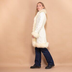 White Penny Lane Vintage Leather and Fur Coat